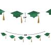 Green Glitter Tassel & Graduation Cap Party Garland