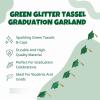 Green Glitter Tassel & Graduation Cap Party Garland