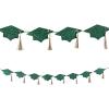 Green Glitter Tassel & Graduation Cap Party Garland