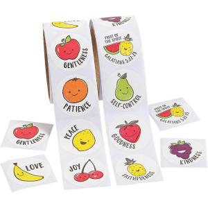 Fruit of The Spirit Scented Sticker Roll – Bulk Set of 100, 1 Roll – Rewards and Party Supplies