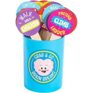 Fun Express 2 1/2″ x 6″ Grab & Go Brain Break Activities & Actions – 30 Piece Set – Great for Classroom, After School and Other School Activitites – Teaching Accessory