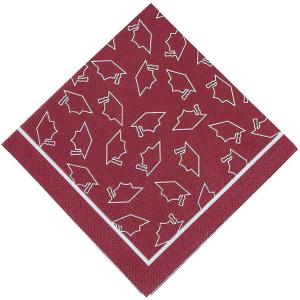 Fun Express Burgundy Graduation Beverage Napkins – Stylish Party Supplies for Celebrations, Events, and Gatherings – Perfect for Your Graduation Party – 50 Pieces