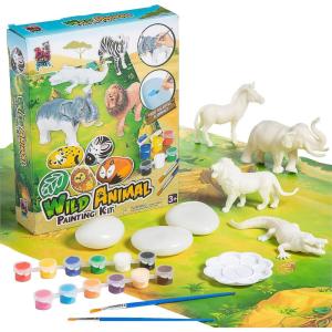 Fun Express DIY Wild Animal Scultpure Painting Kit, All in One Kids Craft Kit, Birthday and Everday Gifts, Great for Creative Acitivity for Home and School