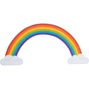 Fun Express Jumbo Rainbow Bulletin Board Decorations Set – 10 Ft Classroom Cutouts with Cloud Designs | Perfect for Teacher Classroom Decor, Preschool & School Displays | Colorful Party Backdrop Kit