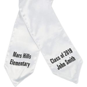 Fun Express Personalized Kids’ White Elementary School Graduation Stole – Apparel Accessories – 1 Piece