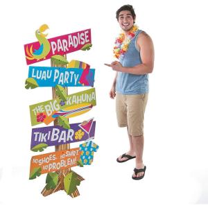 Luau Directional Sign for Tropical Party (5 Signs like Tiki Bar, ect)