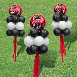 Red Graduation Balloon Yard Stake Topiary Kit – Party Decor – 55 Pieces