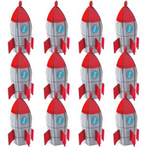 Rocket Ship Space Party Favor Treat Boxes – 12 Piece Pack – Spaceship Birthday Party Supplies