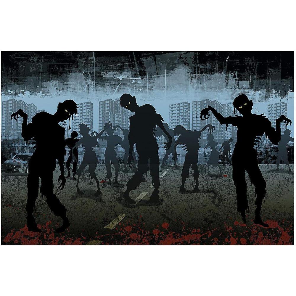 image:imageZombies Take Over Backdrop Banner 9 feet long by 6 feet tall Halloween Decoration