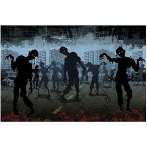 Zombies Take Over Backdrop Banner (9 feet long by 6 feet tall) Halloween Decoration…