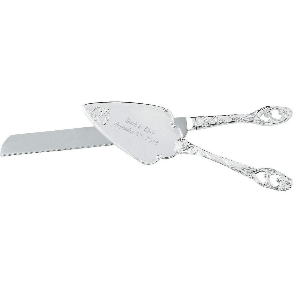 image:imageFun Express Personalized Embossed Heart Wedding Cake Knife amp Server Set  Home Decor  2 Pieces