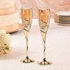 Fun Express Gold Stacked Heart Premium Personalized Wedding Flutes – Home Decor