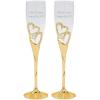 Fun Express Gold Stacked Heart Premium Personalized Wedding Flutes – Home Decor