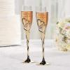 Fun Express Gold Stacked Heart Premium Personalized Wedding Flutes – Home Decor