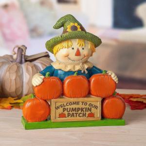 Fun Express Fall Scarecrow with Pumpkins Tabletop Decoration
