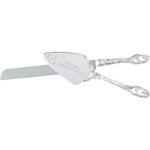 Fun Express Personalized Embossed Heart Wedding Cake Knife & Server Set – Home Decor – 2 Pieces