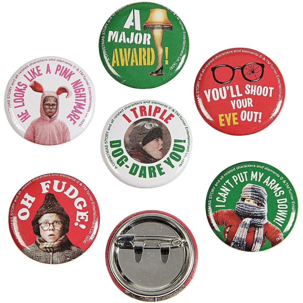 image:image1 Bulk 48 pieces A Christmas Story Mini Metal Pinback Buttons