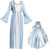 Fun Express Virgin Mary Costume for Women – Biblical Christmas Costumes for Adults | Deluxe Blue Robe with Gold Trim & Headpiece for Nativity Plays, Church Events & Holiday Performances