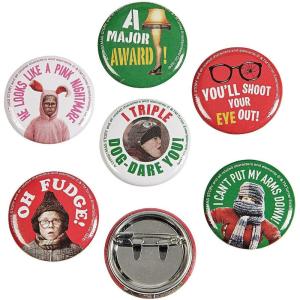 1″ Bulk 48 pieces A Christmas Story Mini Metal Pinback Buttons