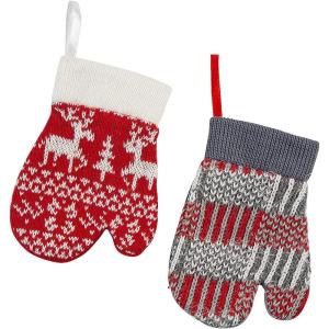 Knitted Mitten Holiday Ornaments, 12 Pieces
