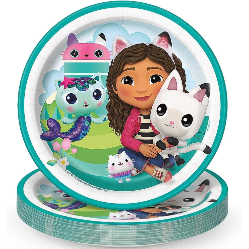 image:imageDreamWorks Gabbys Dollhouse Paper Dessert Plates 8Count 7Inch Round Disposable Party Plates Featuring Gabby Pandy Paws Cakey amp MerCat for Kids Birthday Parties