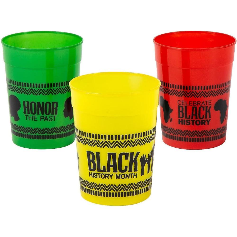 image:imageFun Express 12 Pieces Black History Month Colored Plastic Cups Each Holds 8 oz BPA Free Plastic Party Supplies MultiColor