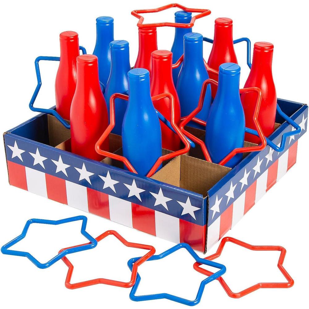 image:imageFun Express 15 12 x 9 34 Patriotic Red White amp Blue Star Ring Toss Game  25 Pieces