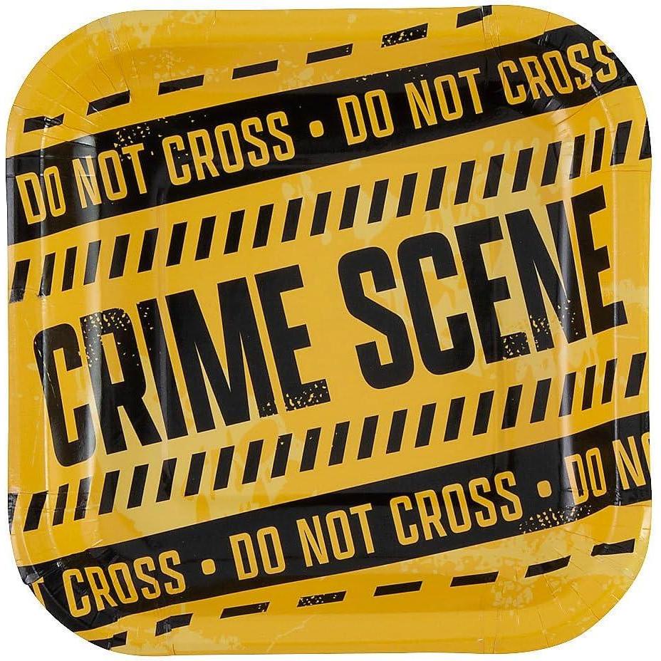 image:imageFun Express 7 Mystery Party Crime Scene Tape Paper Dessert Plates  8 Count