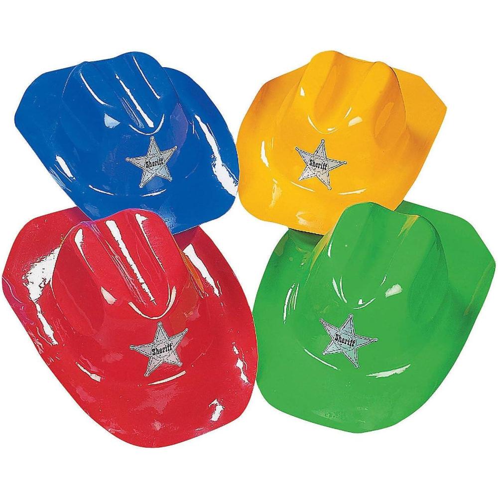 image:imageFun Express Plastic Cowboy Hats Bright Colors for Western Party Supplies Costumes Themed Events amp Celebrations Perfect for Birthdays Festivals amp Costume Parties MultiColor 12 Pieces