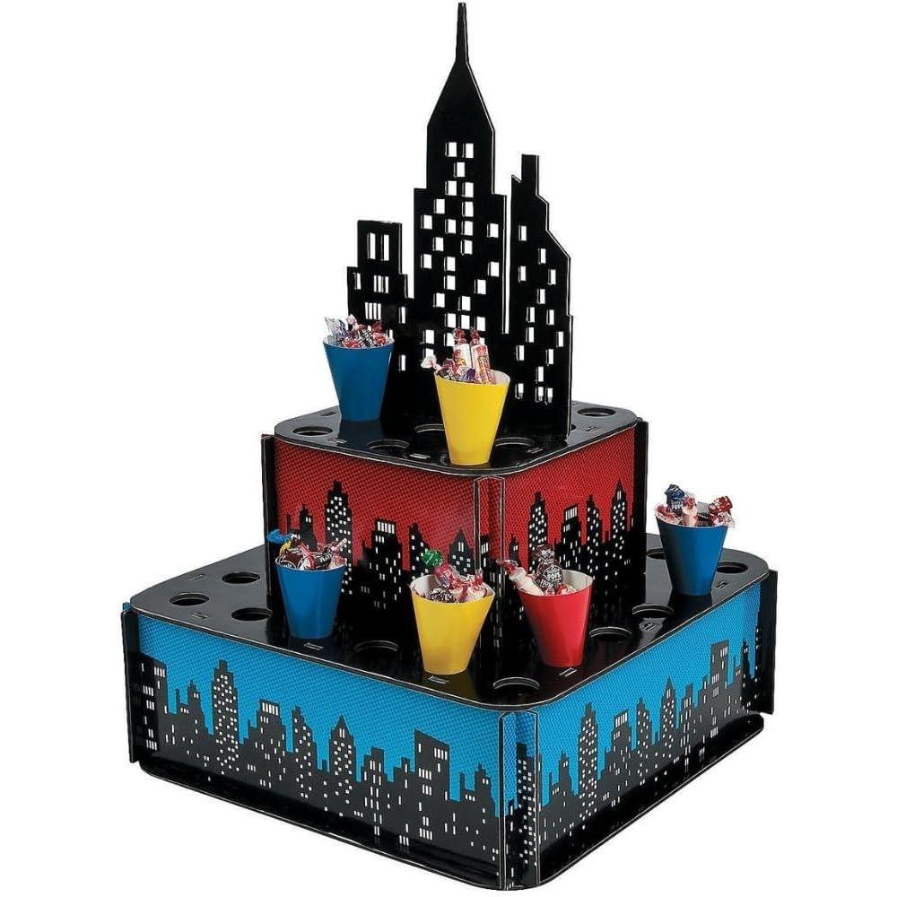 image:imageFun Express Superhero Skyscraper City Treat Stand Includes 32 Paper Cones Comic Birthday Party Supplies and Decor VBS Vacation Bible School SuppliesDecor