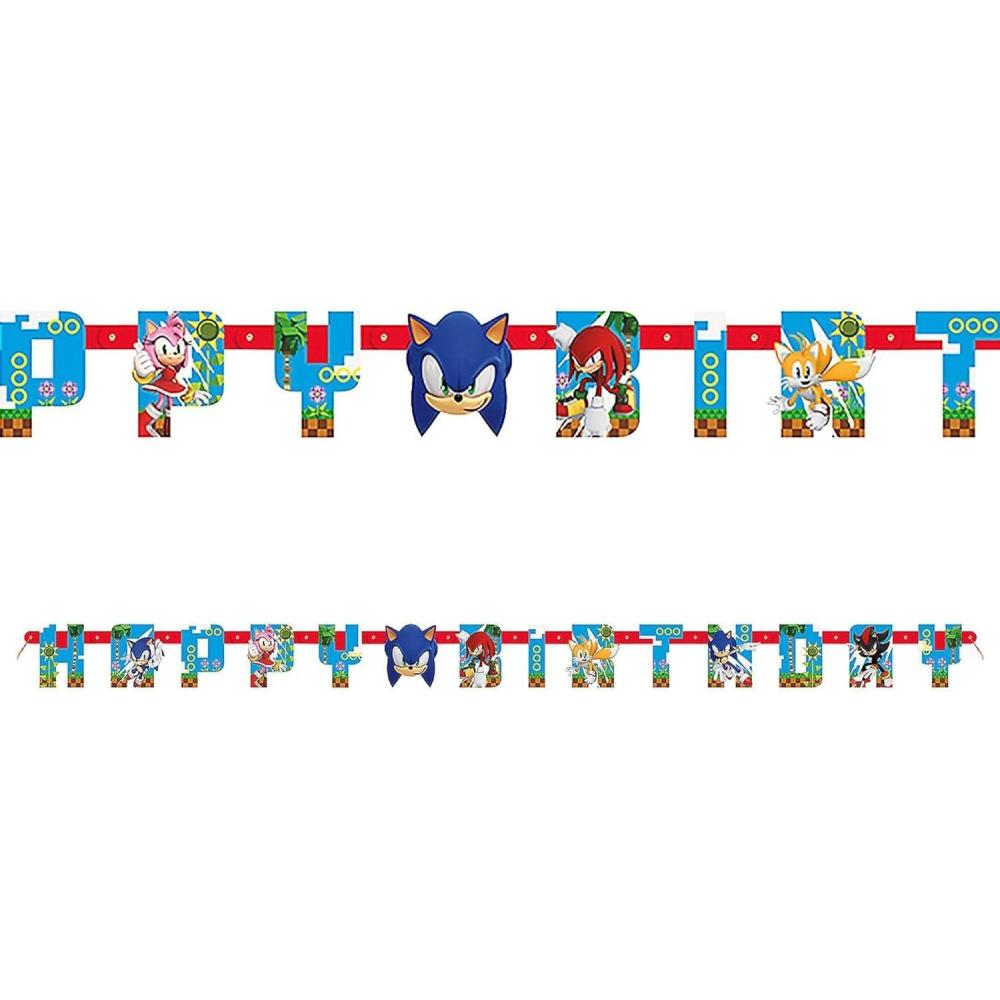 image:imageSonic the Hedgehog Birthday Banner  6ft Cardstock Jointed Happy Birthday Sign for Kids Sonic Party Supplies Sonic Decorations for Boys Video Game Theme Birthday Party Decor