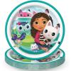 DreamWorks Gabby’s Dollhouse Paper Dessert Plates, 8-Count, 7-Inch Round Disposable Party Plates Featuring Gabby, Pandy Paws, Cakey & MerCat for Kids Birthday Parties