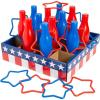 Fun Express 15 1/2″ x 9 3/4″ Patriotic Red, White & Blue Star Ring Toss Game – 25 Pieces
