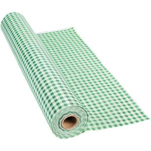 Fun Express Green Gingham Plastic Tablecloth Roll – Party Supplies – 100 feet