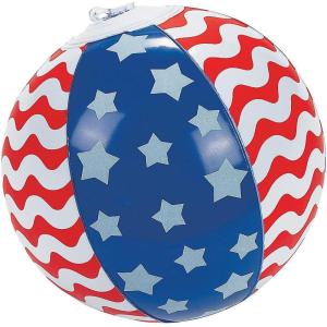 Fun Express Inflatable Patriotic 5 Inch Stars & Stripes Mini Beach Balls (12 Pack)