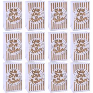 Fun Express Love is Poppin Wedding Popcorn Bags – Weddings or Bridal Shower Party Supplies – Set of 12