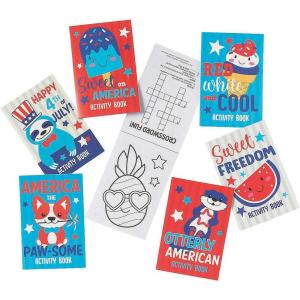 Fun Express Patriotic Mini Activity Book Assortment – Stationery for Kids – Perfect for Holidays, Parties, and Events 72-Piece