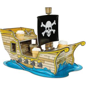Fun Express Pirate Ship Cupcake Holder – Pirate Birthday Party Supplies and Decorations