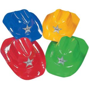 Fun Express Plastic Cowboy Hats – Bright Colors for Western Party Supplies Costumes – Themed Events & Celebrations – Perfect for Birthdays Festivals & Costume Parties – Multi-Color – 12 Pieces