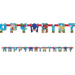 Sonic the Hedgehog Birthday Banner – 6ft Cardstock Jointed “Happy Birthday” Sign for Kids Sonic Party Supplies, Sonic Decorations for Boys, Video Game Theme Birthday Party Decor