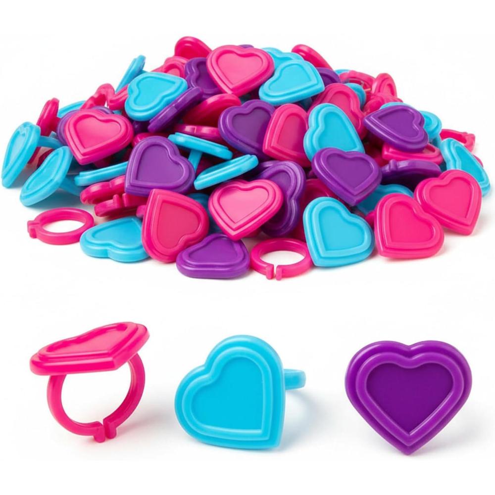 image:image1 x 1 Bulk 144 Pc Valentines Day HeartShaped Plastic Rings