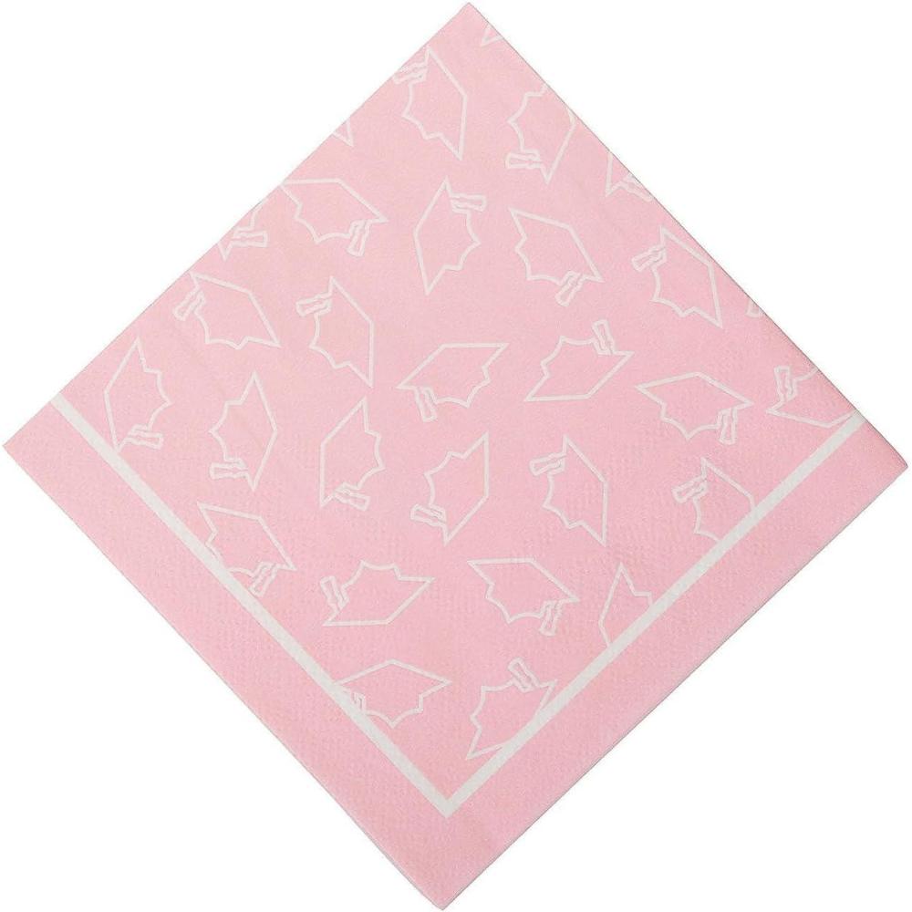 image:image5 Bulk 50 Count Pink Graduation Disposable Paper Beverage Napkins