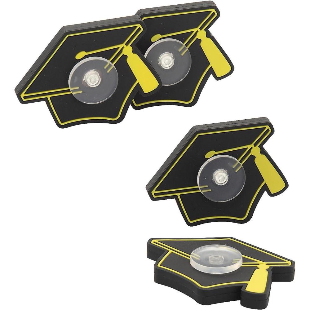 image:imageFun Express 2 12 x 2 Black amp Gold Graduation Cap Plastic Fidget Spinners  12 Pc