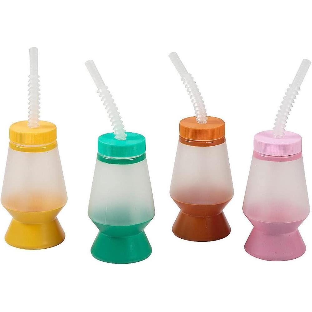 image:imageFun Express 6 Pieces Groovy Lava Lamp Cups with Straws Holds 14 oz BPA Free Plastic Birthday Party Supplies MultiColor