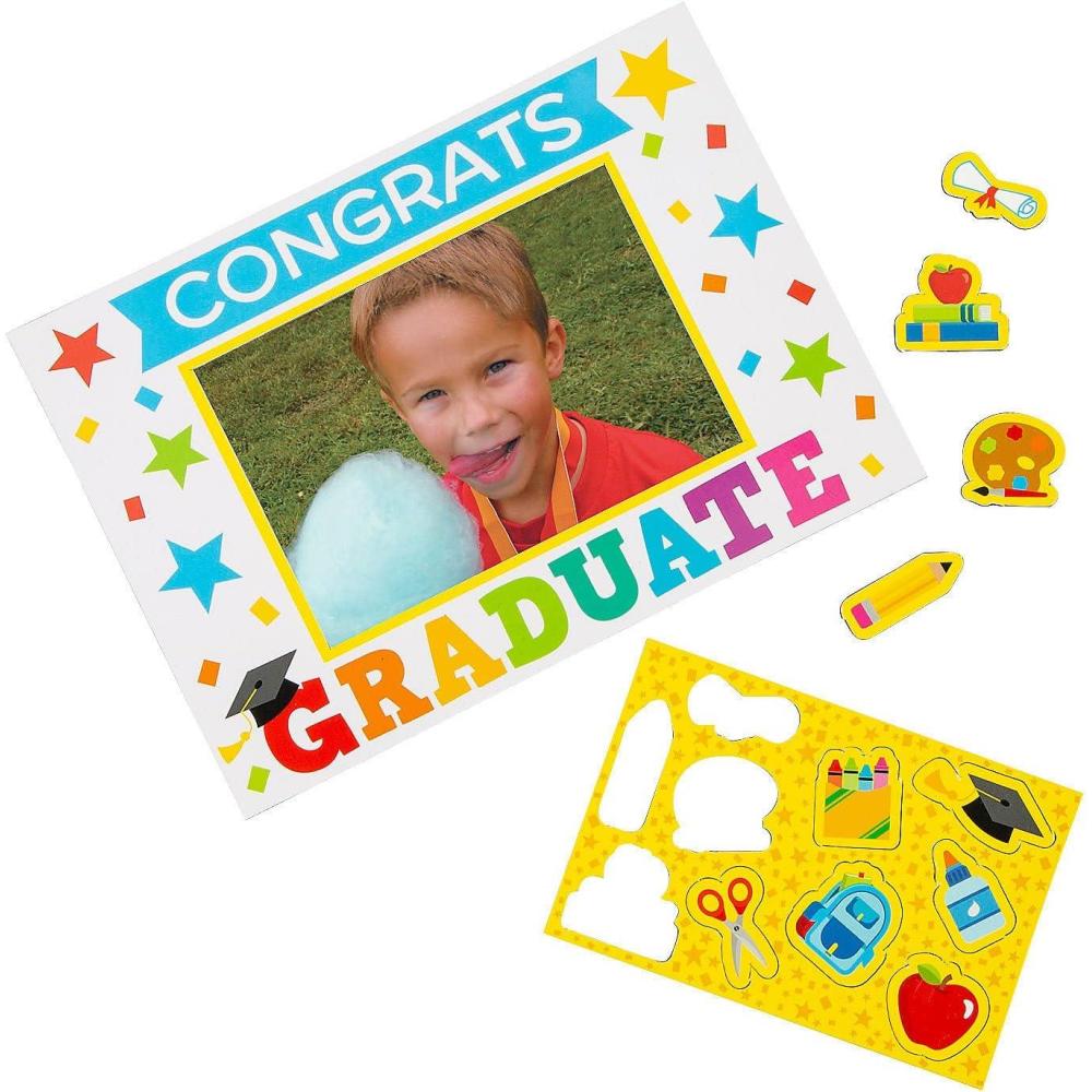 image:imageFun Express 7 x 5 Graduation Magnetic Vinyl Picture Frames with Magnet Icons  12 pieces