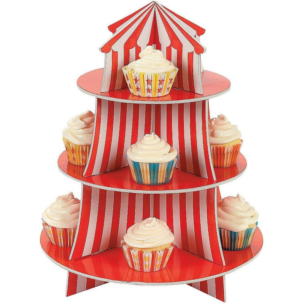 image:imageFun Express Big Top Carnival Cupcake Stand  Circus Birthday Party Supplies  VBS Vacation Bible School SuppliesDecor  3 Tiers