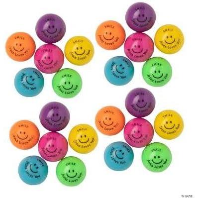 image:imageFun Express Smile Jesus Loves You Mini Bouncy Balls Mega Bulk 96 Pieces