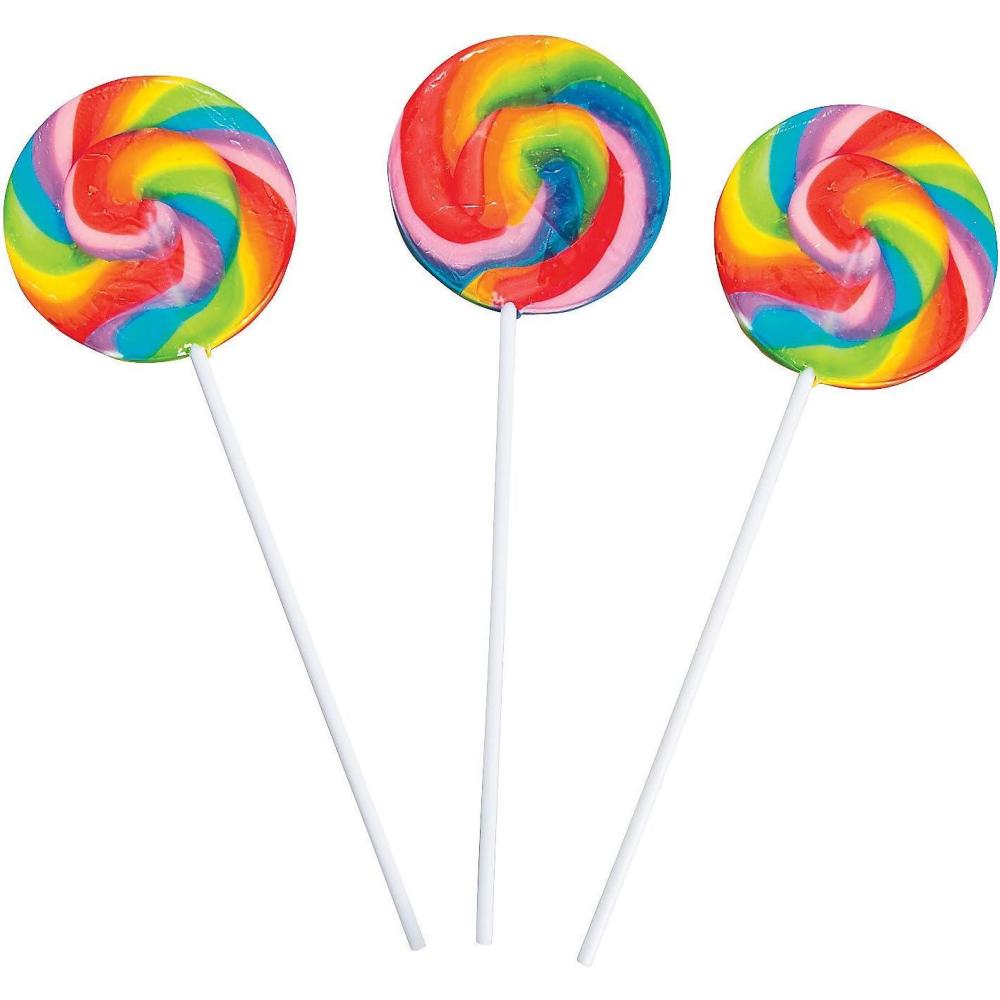 image:imageFun Express Swirl Lollipops Large 2 34Inch Suckers 6Inch Plastic Stick Cherry VBS Vacation Bible School SuppliesDecor Pack of 12