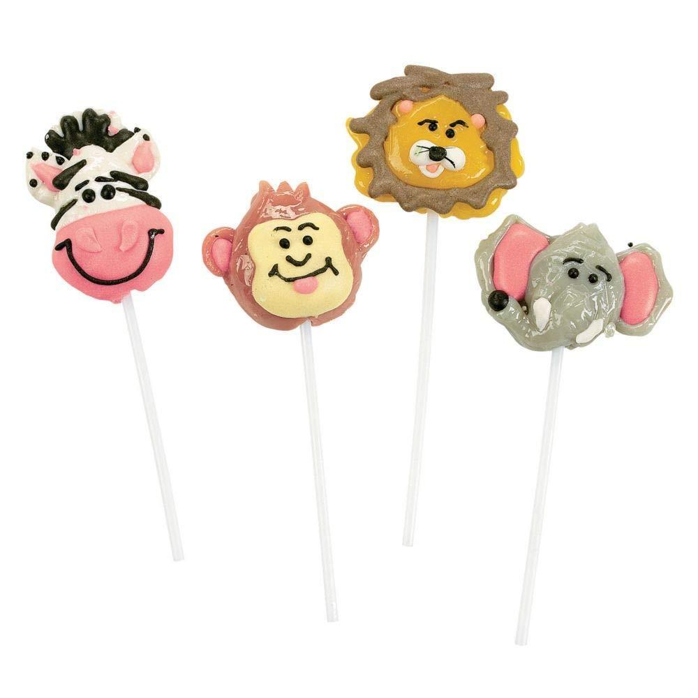 image:imageNovelty Themed Individually Wrapped Lollipops 12 Pieces Jungle Safari Lions Monkeys Elephants Zebras Party Favors