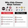 Assorted Red & Black Ninja Temporary Tattoos for Kids, 72 Count, 1.5 Inch, Party Favors for Birthdays, Halloween & School Events